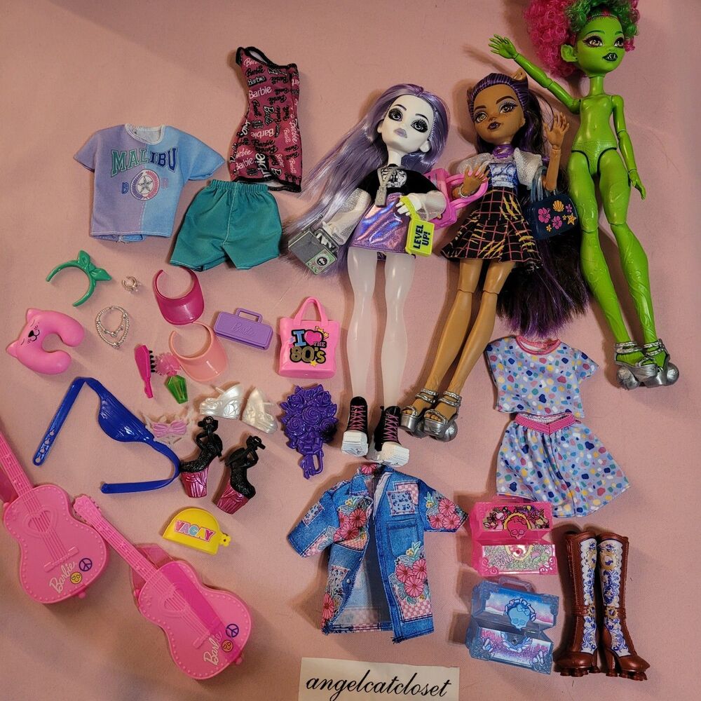 Monster High G3 Doll Lot Spectra Venus Clawdene Wolf Barbie Tops Dress Y2K Shoes